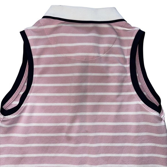 Peter Millar Women Size XS Pink White Striped Sleeveless 1/4 Zip Top - Picture 7 of 8